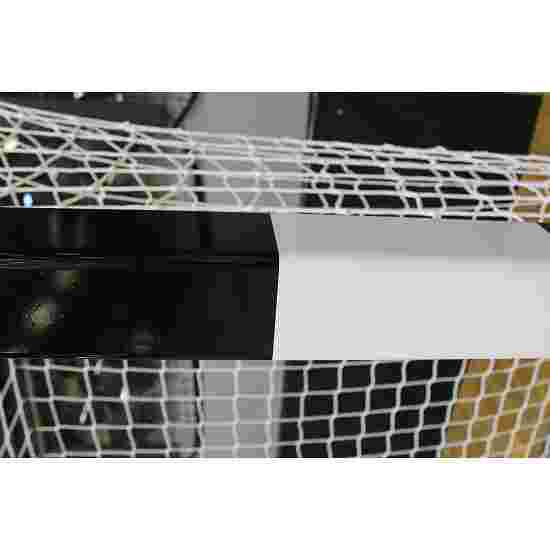 Handballtor mit beklebtem Torrahmen Mit anklappbaren Netzbügeln, Schwarz-Weiß