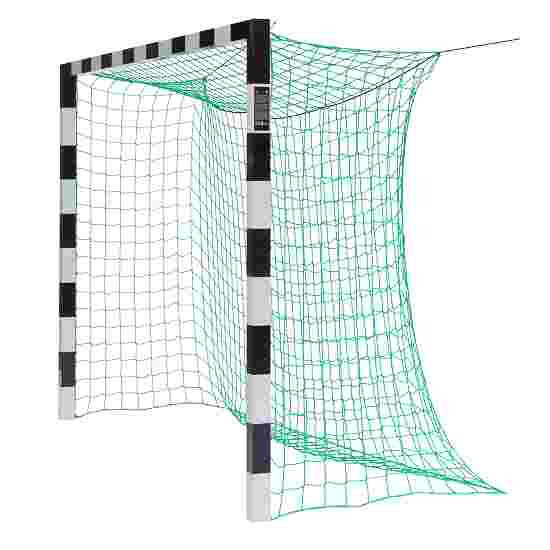 Sport-Thieme Hallenhandballtor in Bodenhülsen stehend mit patentierter Eckverbindung Ohne Netzbügel, Schwarz-Silber