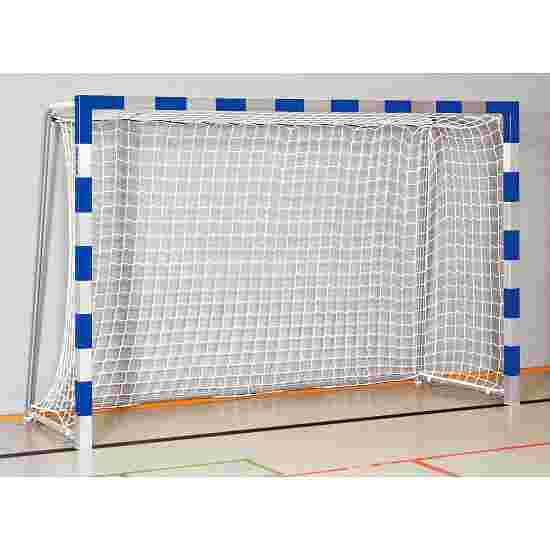 Sport-Thieme Handballtor in Bodenhülsen stehend mit anklappbaren Netzbügeln, 3x2 m Verschweißte Eckverbindungen, Blau-Silber