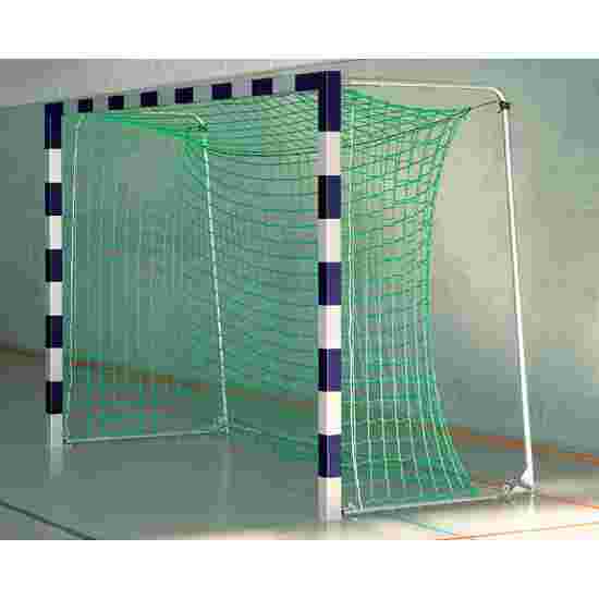 Sport-Thieme Handballtor in Bodenhülsen stehend mit patentierter Eckverbindung Mit anklappbaren Netzbügeln, Blau-Silber