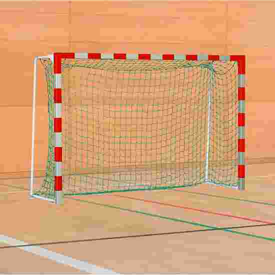 Sport-Thieme Handballtor mit anklappbaren Netzbügeln Standard, Tortiefe 1,25 m, Rot-Silber
