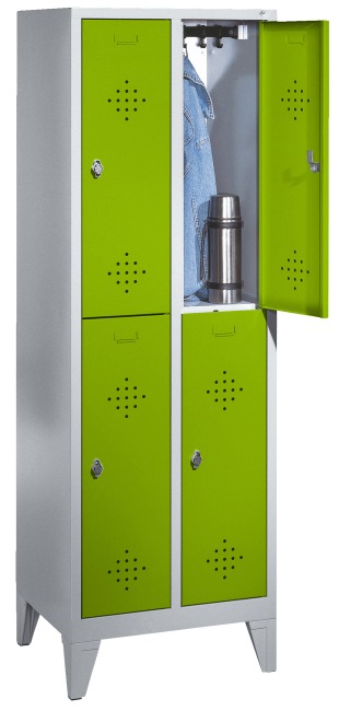 C+P Doppel-Garderobenschrank "S 2000 Classic" mit 15 cm hohen Füßen 185x61x50 cm / 4 Fächer, 30 cm