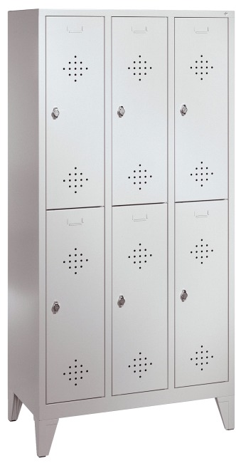 C+P Doppel-Garderobenschrank "S 2000 Classic" mit 15 cm hohen Füßen 185x90x50 cm/ 6 Fächer, 30 cm