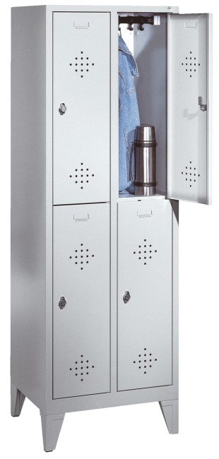 C+P Doppel-Garderobenschrank "S 2000 Classic" mit 15 cm hohen Füßen 185x81x50 cm/ 4 Fächer, 40 cm