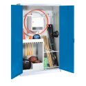 Sportgeräteschrank, HxBxT 195x120x50 cm, mit Vollblech-Flügeltüren (Typ 1) Enzianblau (RAL 5010), Lichtgrau (RAL 7035)
