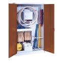 Sportgeräteschrank, HxBxT 195x120x50 cm, mit Vollblech-Flügeltüren (Typ 1) Sienarot (RDS 050 40 50), Lichtgrau (RAL 7035)