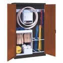 Sportgeräteschrank, HxBxT 195x120x50 cm, mit Vollblech-Flügeltüren (Typ 1) Sienarot (RDS 050 40 50), Anthrazit (RAL 7021)