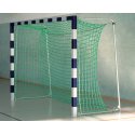Sport-Thieme Handballtor in Bodenhülsen stehend mit patentierter Eckverbindung Blau-Silber, Mit anklappbaren Netzbügeln, Mit anklappbaren Netzbügeln, Blau-Silber