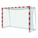 Sport-Thieme Handballtor frei stehend, 3x2 m Verschraubte Eckverbindungen, Rot-Silber