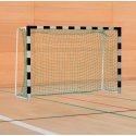 Sport-Thieme Handballtor mit anklappbaren Netzbügeln IHF, Tortiefe 1 m, Schwarz-Silber