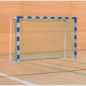 Sport-Thieme Handballtor mit anklappbaren Netzbügeln IHF, Tortiefe 1 m, Blau-Silber