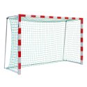 Sport-Thieme Handballtor frei stehend, 3x2 m Verschweißte Eckverbindungen, Rot-Silber