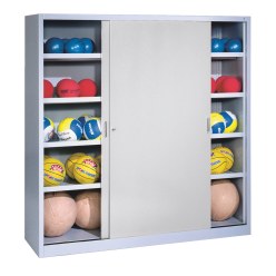 Ballschrank, HxBxT 195x190x60 cm, mit Vollblech-Schiebetüren (Typ 4) Lichtgrau (RAL 7035), Lichtgrau (RAL 7035)